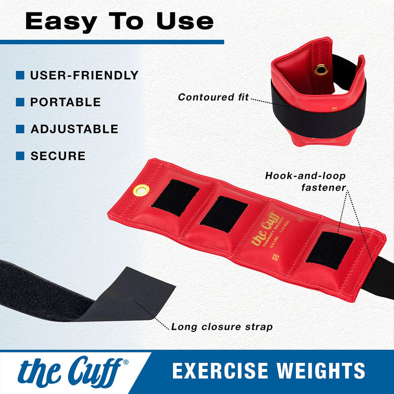 The Cuff Original Adjustable Ankle and Wrist Weight for Yoga, Dance, Running, Cardio, Aerobics, Toning, and Physical Therapy. 1.5 lb Single