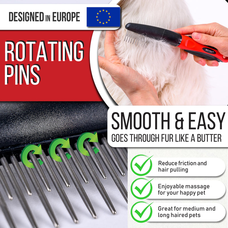Dog Combs for Grooming Matting - Rotating Teeth Poodle Comb for Grooming - Cat Comb for Long Haired Cats - Dog Dematting Comb - BeesActive Australia