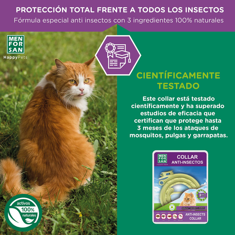 MENFORSAN Pack of 4 anti-insect cat collars, with Margosa, Geraniol and Lavandino, self-closing bag - BeesActive Australia
