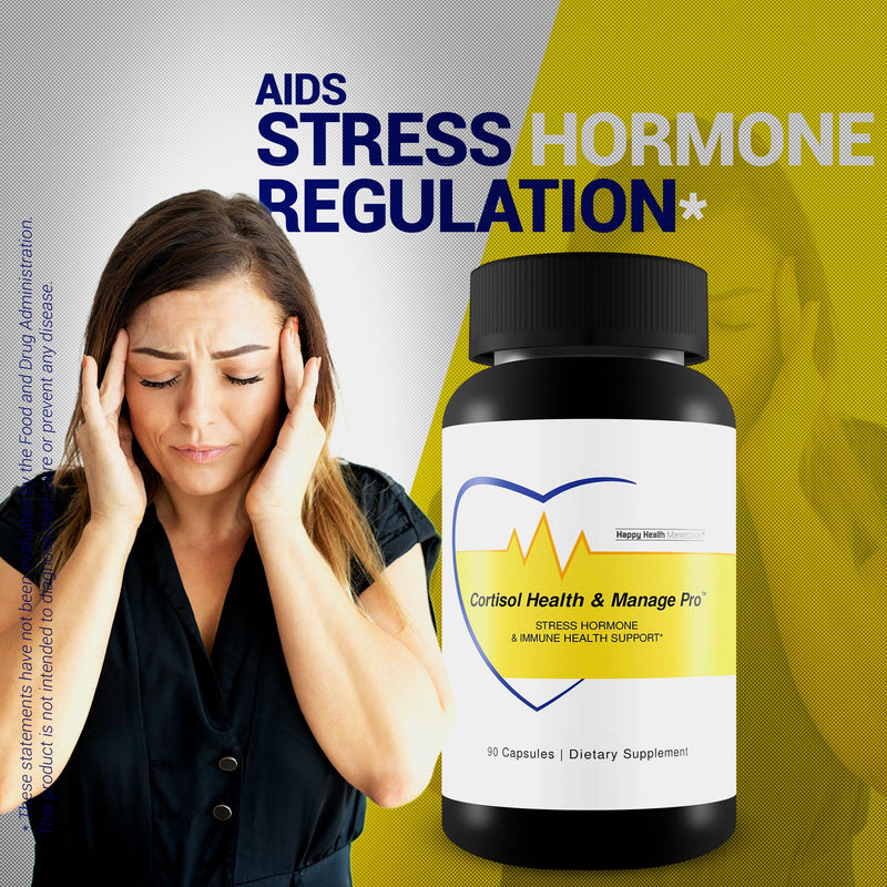 Cortisol Health & Manage Pro - Stress Hormone & Immune Support - Promote Healthy Cortisol Levels & Immune Function - Vitamin D3, Magnesium, Ginseng, Vitamin C, Zinc - Helps with Stress Relief & Mood