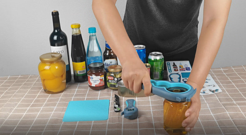 Otstar Jar Opener & Bottle Opener for Seniors with Arthritis, Weak Hands Blue and Grey 1 Pcs: 1 Jar opener