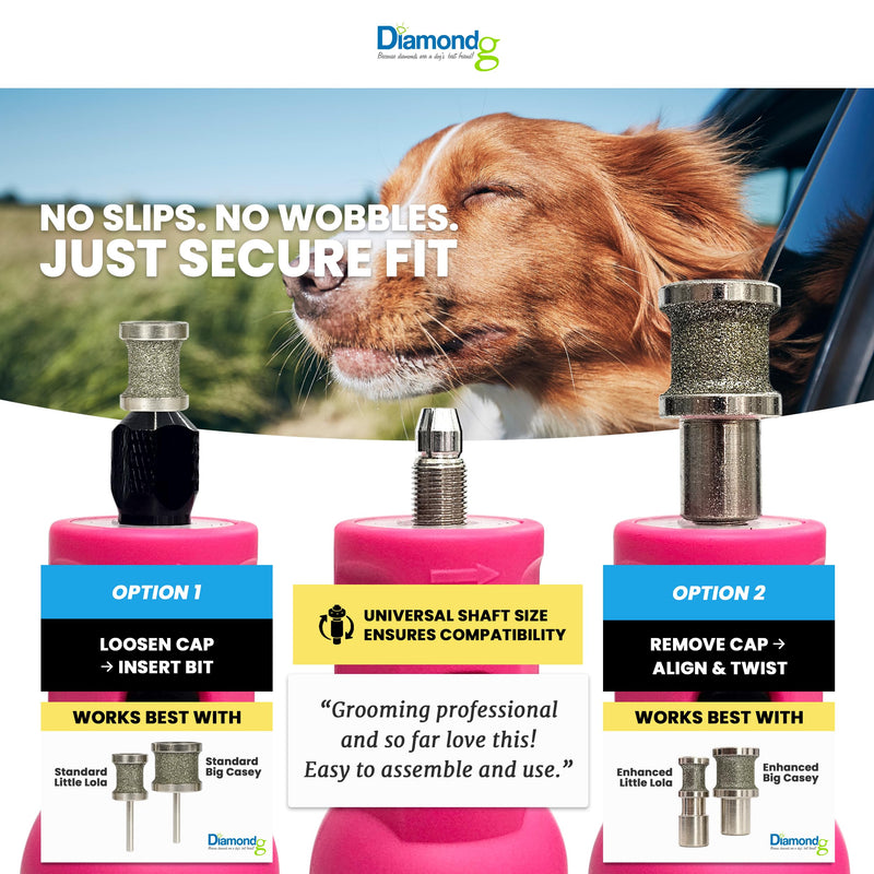 Diamondg Cordless Micro Dog Nail Grinder with Quiet Sound & LED Tip for Large & Small Dogs, 4hrs. Runtime - Electric Dog Nail Trimmer, Heavy Duty Rotary Tool Alternative to Toenail Clippers & Filers Micro - Pink