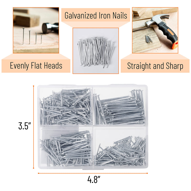 Mr. Pen- Nail Assortment Kit, 600 Pcs, 4 Sizes, Silver, Small Nails for Hanging Pictures, Finishing Nails, Gold Wall Nails for Hanging, Pin Nails, Hardware Nails, Assorted Nails, Galvanized Nails - BeesActive Australia