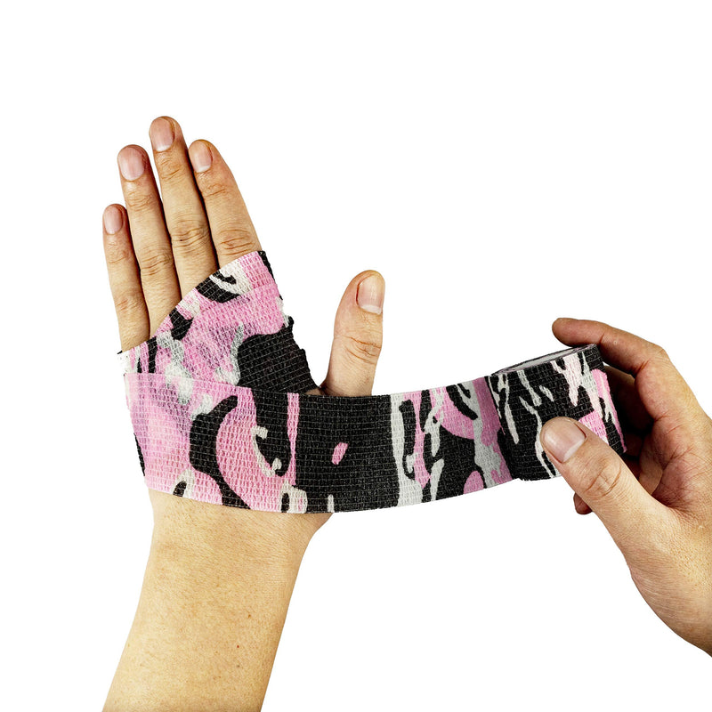 9 Rolls Self Adhesive Wrap Athletic Tape Gauze, Breathable Elastic Cohesive Bandage for Sports Injury & Pet (7 Pcs 2"x 5 Yards + 2 Pcs 1" X 5 Yards) (Camouflage Pink) Camouflage Pink - BeesActive Australia