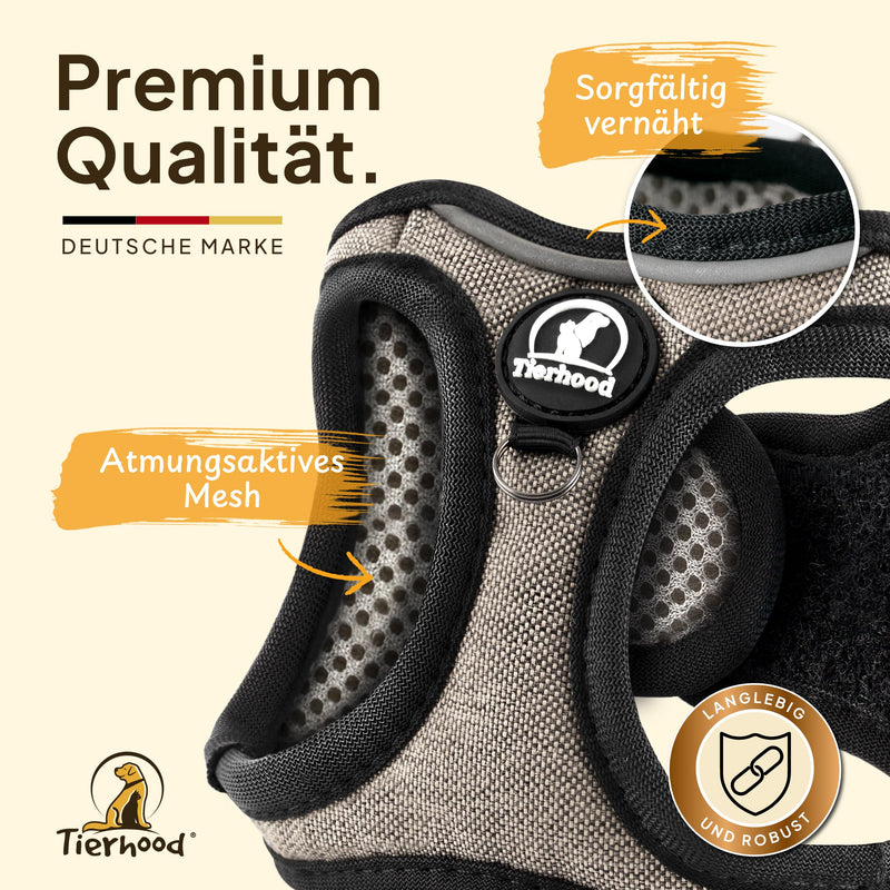 Tierhood - Cat harness set with leash for controlled freedom - Soft harness - Comfortable, adjustable & robust - Harness for active cats (gray, size M) M (neck size 28-32cm) (chest size 35-39cm) gray - BeesActive Australia
