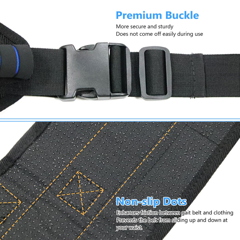 Gait Belt Transfer Belts for Seniors, Gate Belts Medical for Elderly Mobility Limited People Standing & Walking Assist Aid, 5.4" Widened Gait Belt with 7 Soft Handles, Quick Release Buckle & Adjustable Waist Size 30.9"-55.9"
