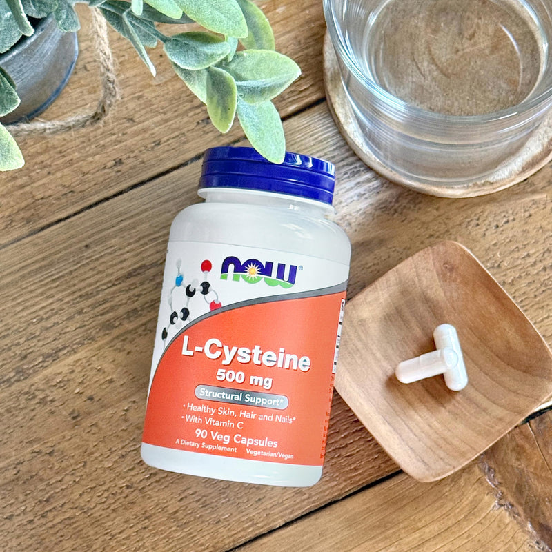 Now Supplements, L-Cysteine 500 mg, Skin, Hair, and Nails*, 90 Veg Caps 90 Count (Pack of 1)