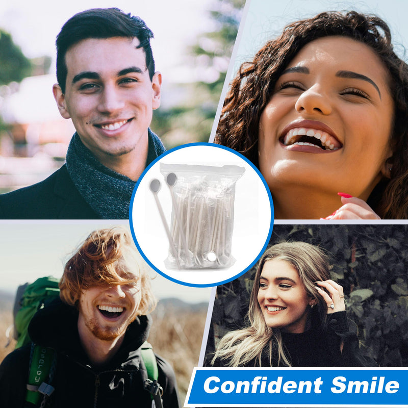 100pcs Disposable Dental Exam Mouth Mirrors Oral Dental Mirror Plastic Dental Instrument (White) White