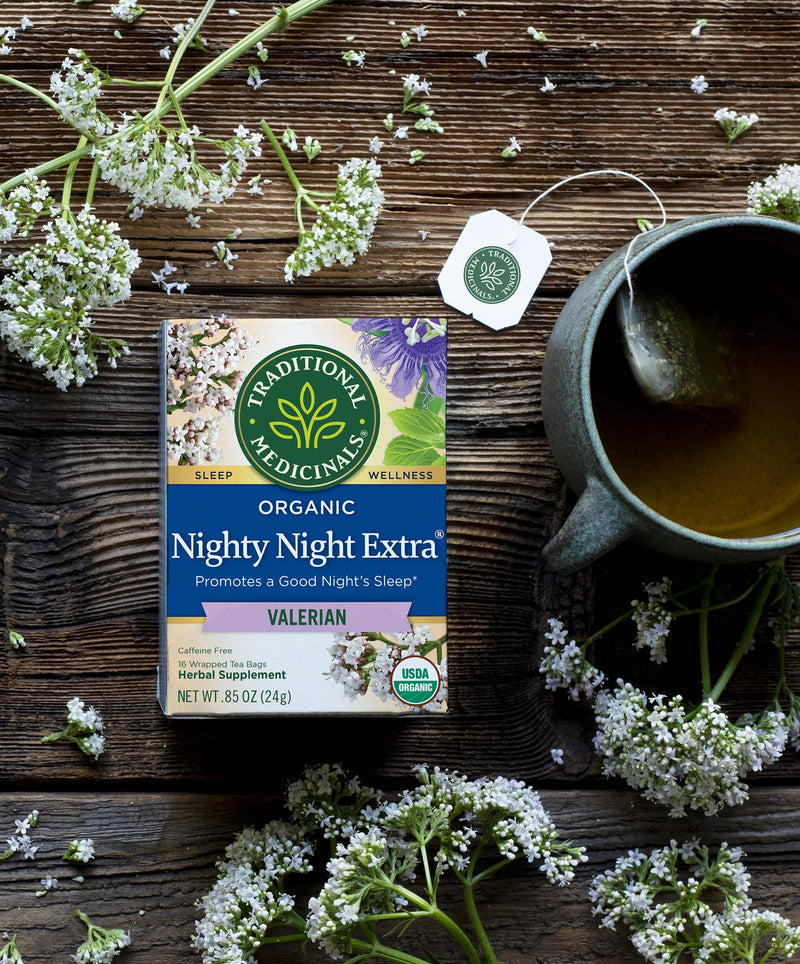 Traditional Medicinals Organic Nighty Night Valerian Relaxation Tea, 16 Tea Bags (Pack of 3) Peppermint 16 Count (Pack of 3) - BeesActive Australia