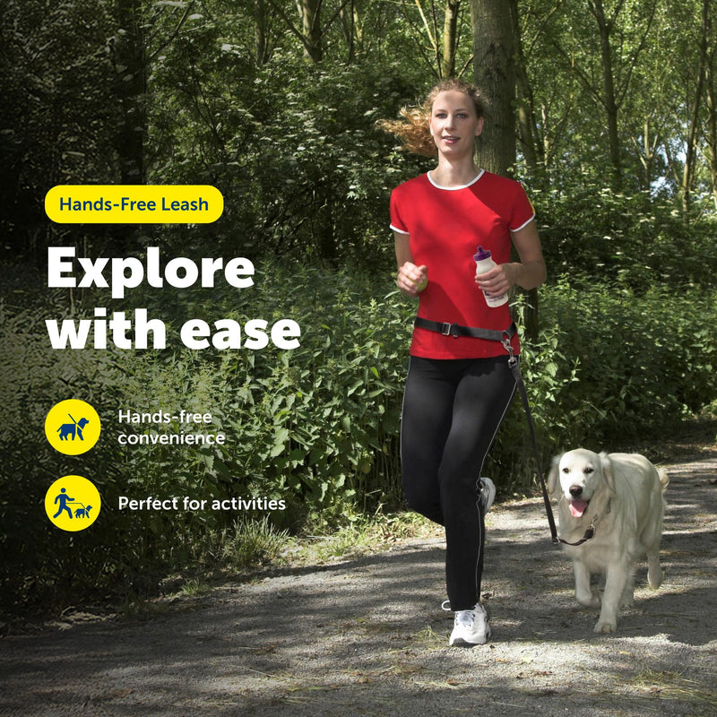 PetSafe Hands Free Adjustable Dog Leash - Great for Running, Jogging, Walking and Hiking - Wear Around the Waist - Black