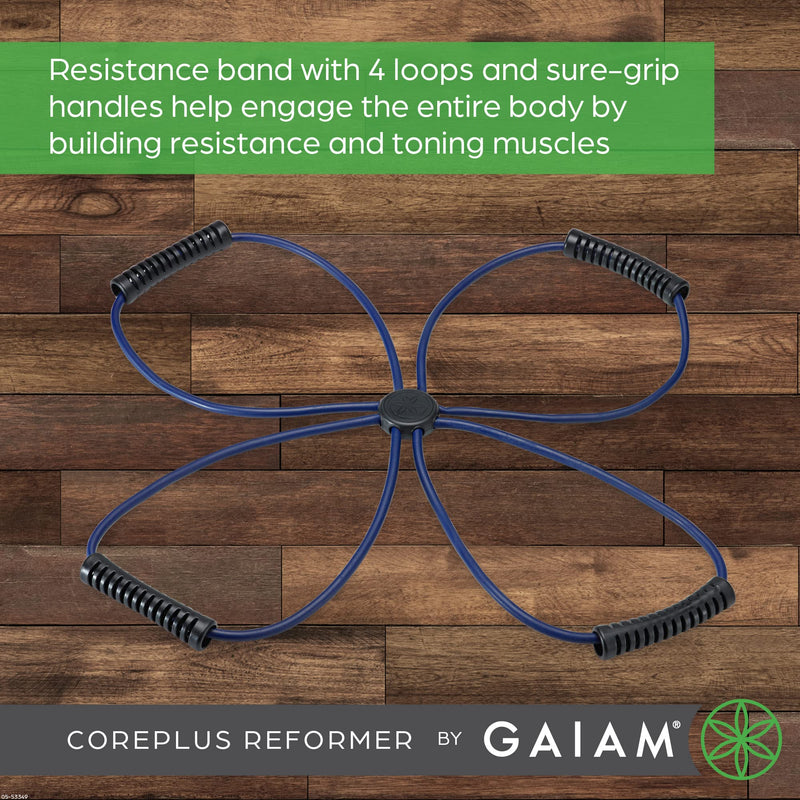Gaiam Pilates Coreplus Reformer Resistance Band Kit - Home Fitness Equipment for Total Body Workout - Helps to Target Muscles, Tone, and Build Resistance - Comfort Grips (Includes Digital Workout) 1 EA