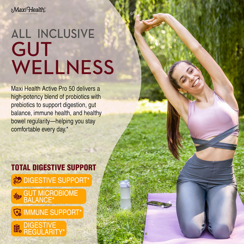 Maxi Health Probiotics for Digestive Health and Gut – 15 Strains, 20 Billion CFU Active Organisms - Probiotics for Men and Women – Daily Probiotic for Digestive Support, 30 Capsules | Kosher | Probiotics for Women & Men | 15 Strains · 20 Billion CFU | ...