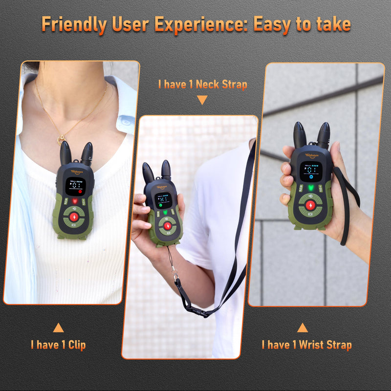 Dog Shock Collar with Remote Control for Large Medium Small Dogs, Dog Training Collar with Light, E-Collar Rechargeable, 3300FT, 124 Levels, IP67 Waterproof, Safety Lock Green - BeesActive Australia