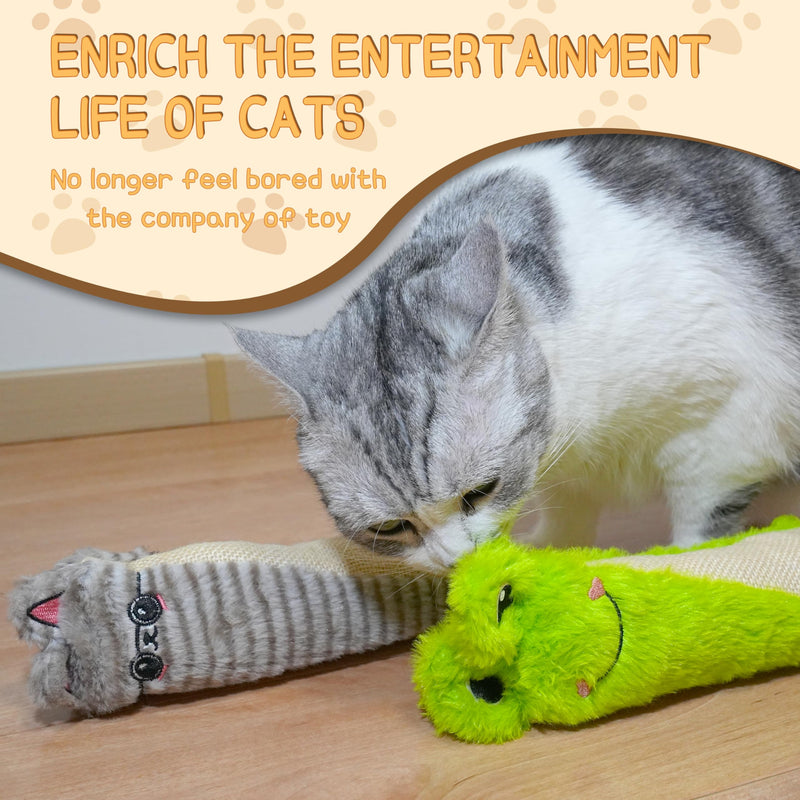 Cat Kicker Toy for Indoor Cats,Catnip Toys Natural Sisal Kicker Toy, Interactive Cat Chew Toys for All Breed Sizes, 2 Pcs Cat Scratcher Toy with Crinkle Paper Inside for Cats Kitten - BeesActive Australia