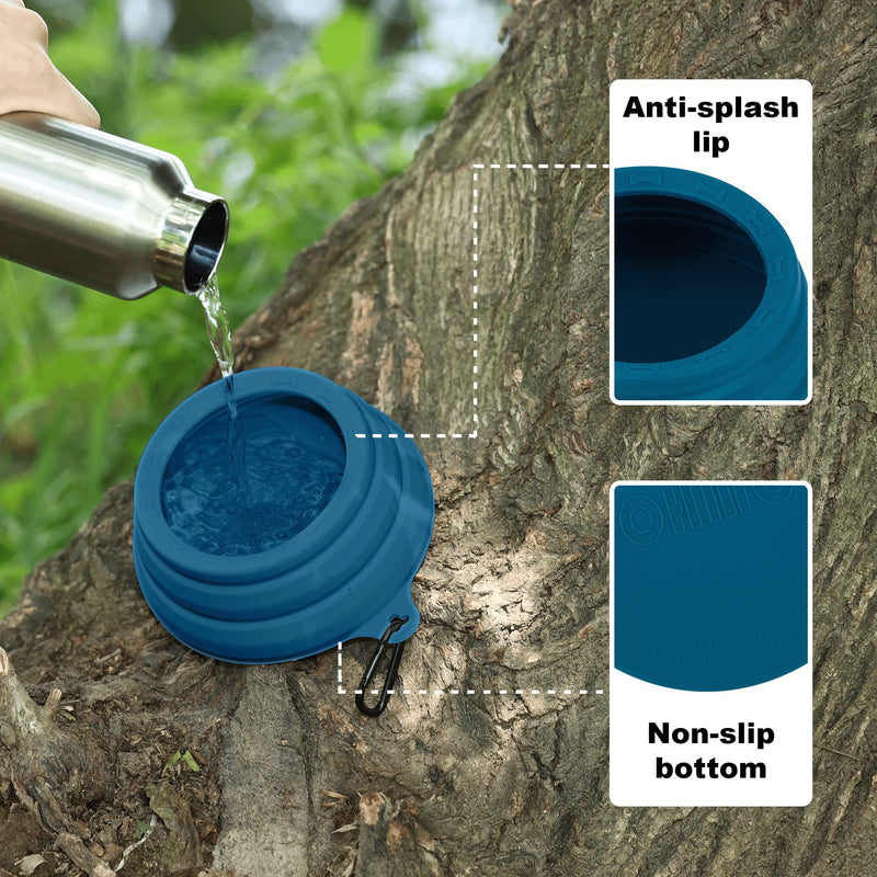 OHMO-Collapsible Dog Water Bowl Anti Tip Over No Spill from Car Movement(24oz Medium, Peacock Blue), Travel Dog Bowls, Less Splash Portable Pet Bowl for Road Trip, Cat Travel Accessories 24oz - BeesActive Australia
