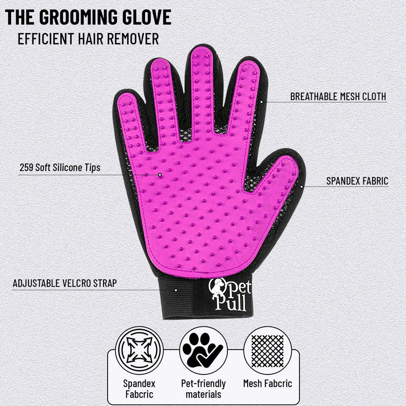 Complete Professional Pet Grooming Kit with Pet Hair Removal Tool Brush Gloves, Self Cleaning Slicker Brush, and Pro Grooming Dog Brush Deshedder Comb to Reduce Shedding (Pink) Pink - BeesActive Australia