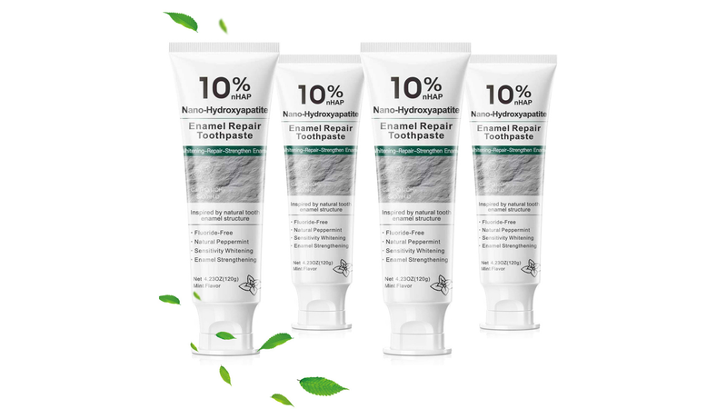 10% Hydroxyapatite Toothpaste, Nano Hydroxyapatite Toothpaste, Fluoride Free Toothpaste for Sensitive Teeth, Helps Rebuild Enamel, Remineralizing Toothpaste for Daily Use, 4 Pack