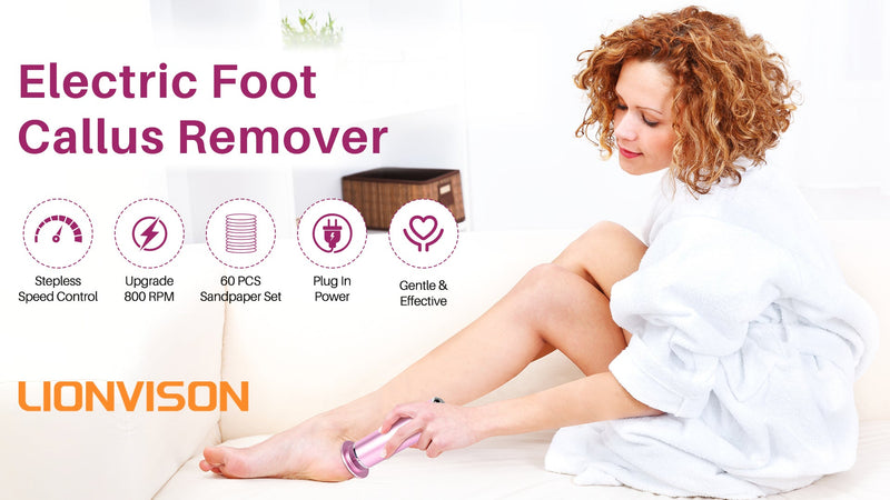 LIONVISON Electric Foot Callus Remover: Adjustable Speed Foot File Pink