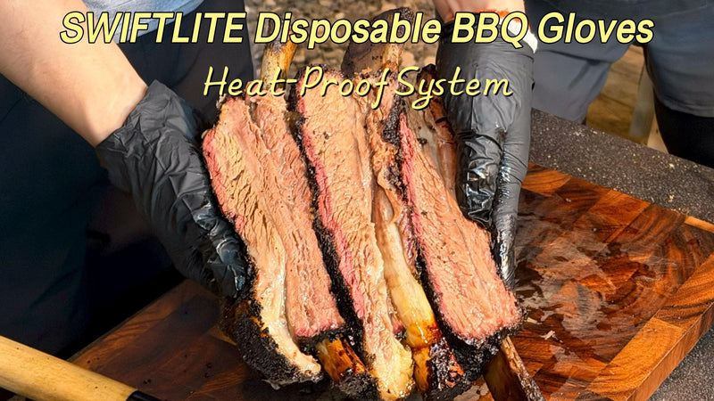 SWIFTLITE BBQ Gloves Kit, 6 Cotton Liners + 100 Disposable Nitrile Gloves Black Large