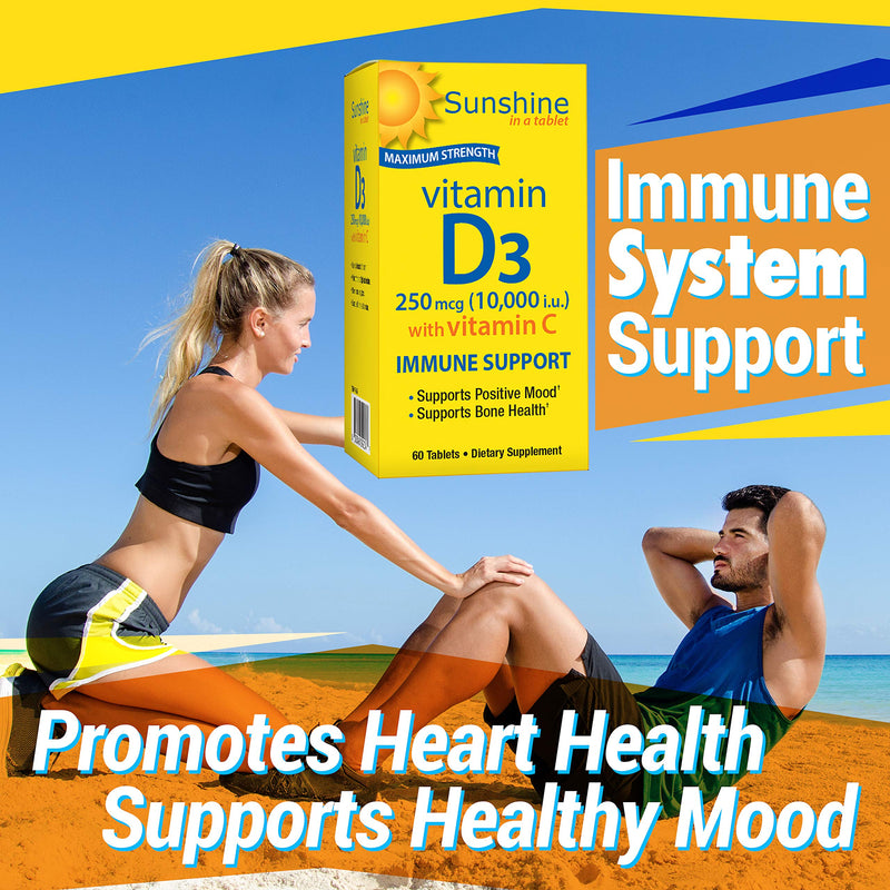 Sunshine Vitamin D 10,000 IU, Healthy and Strong Bones, 30 Servings 30 Count (Pack of 1)