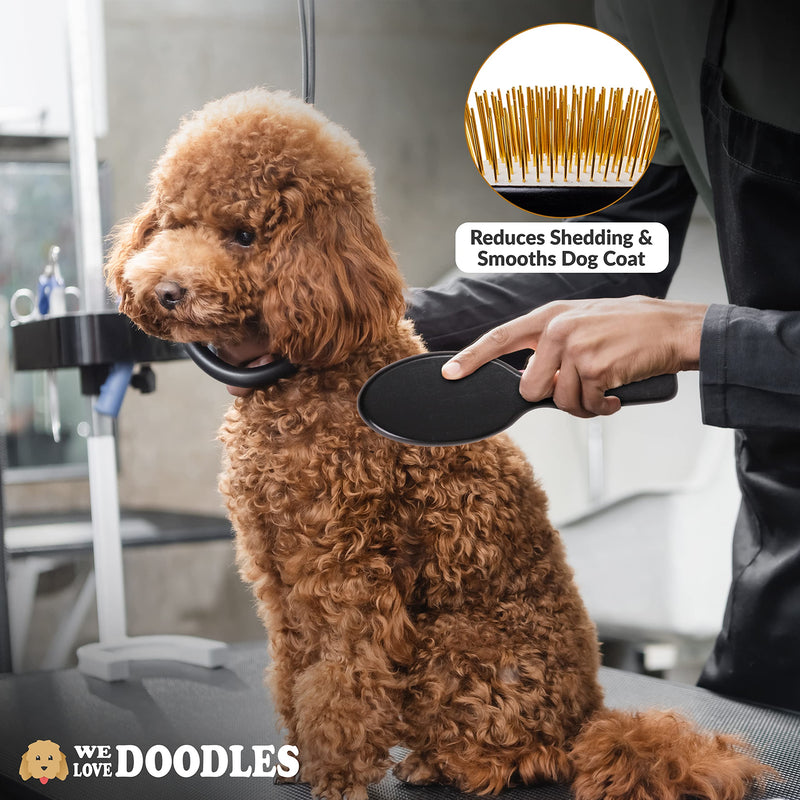 Pet Grooming Detangler Pin Dog Brush For Shedding and Removing Loose Fur, Lightweight Beech Wood with Gold Plated Pins for Long Hair [We Love Doodles] - BeesActive Australia