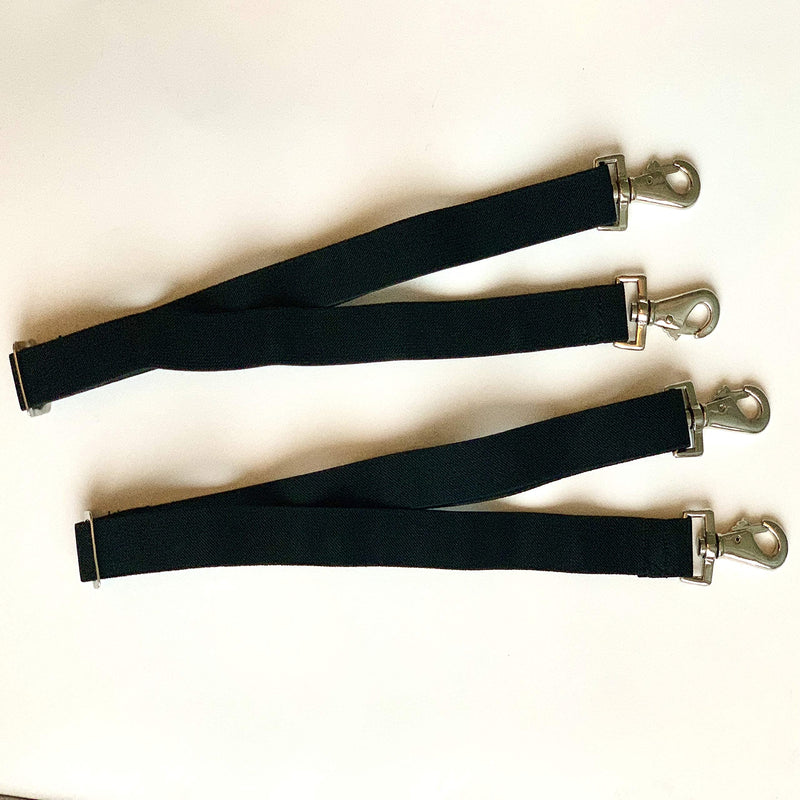 Majestic Ally Pack of 2 Adjustable length Horse Blanket Sheet Replacement Elastic Leg Strap with Double Swivel Snaps Black - BeesActive Australia