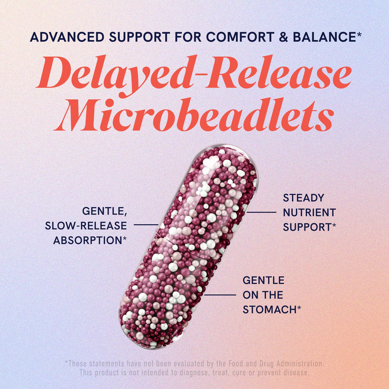 PMS Support Supplement for Women with PMS Relief, Delayed-Release Beadlets | Hormonal Acne Hormone Balance & Period Support, Chasteberry Supplements, With Dong Quai Cranberry & Vitamin B6, 30 Capsules