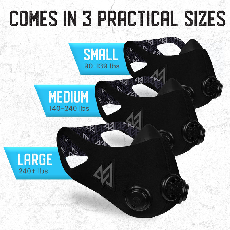 TRAININGMASK 2.0 - Elevation Training Mask for High Altitude Endurance & Breathing Workouts - Ideal for Running & Cardio BLACKOUT Small