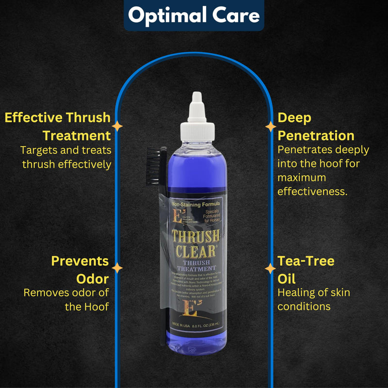 E3 Thrush Clear Treatment - 8 oz - Powerful Solution for Equine Hoof Thrush - Promotes Healthy Hoof Recovery - Prevents Future Infections - Safe for Regular Use - BeesActive Australia