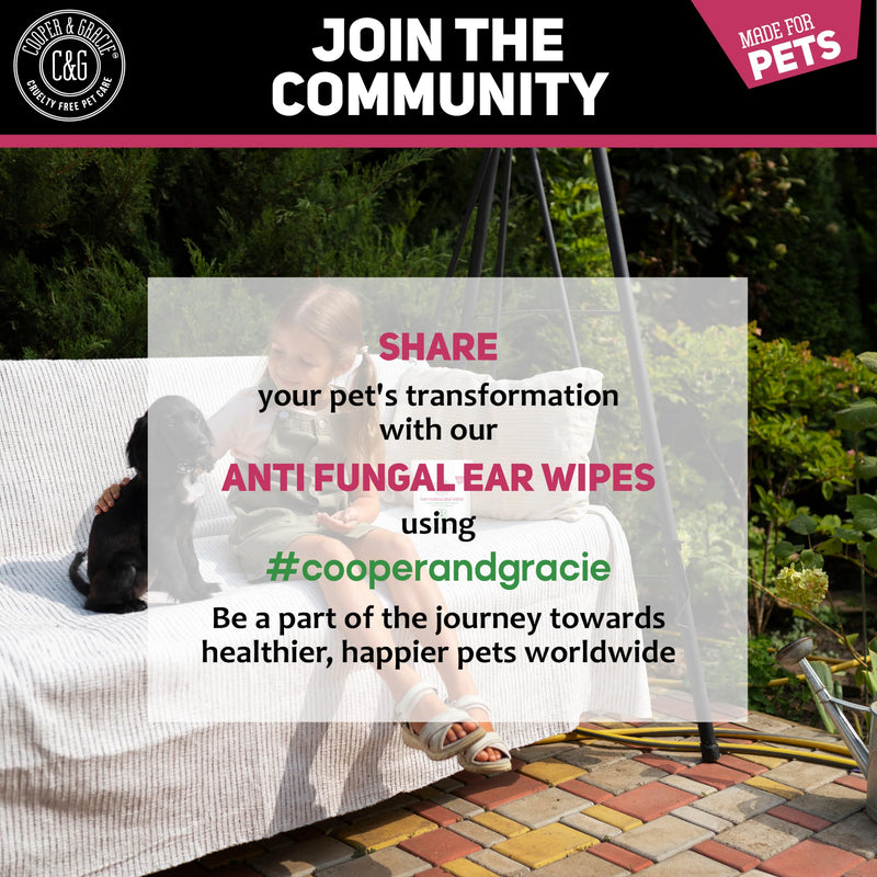 Dog Wipes | Dog Ear Wipes for Dogs & Cats by Cooper and Gracie | 100 Biodegradable Soothing Ear Cleaning Wipes for Pets | Soft, Quick, and Easy Wipes to Remove Wax and Relieve Itchy Ears