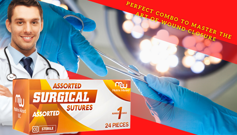 Mixed Sterile Suture Thread with Needle (Dissolvable and Non-dissolvable 0, 2-0, 3-0, 4-0, 5-0, 6-0) - Stitch Up Gear, Medical Surgical Suturing Kit, First Aid Field Emergency Demo, Camping Safety Kit