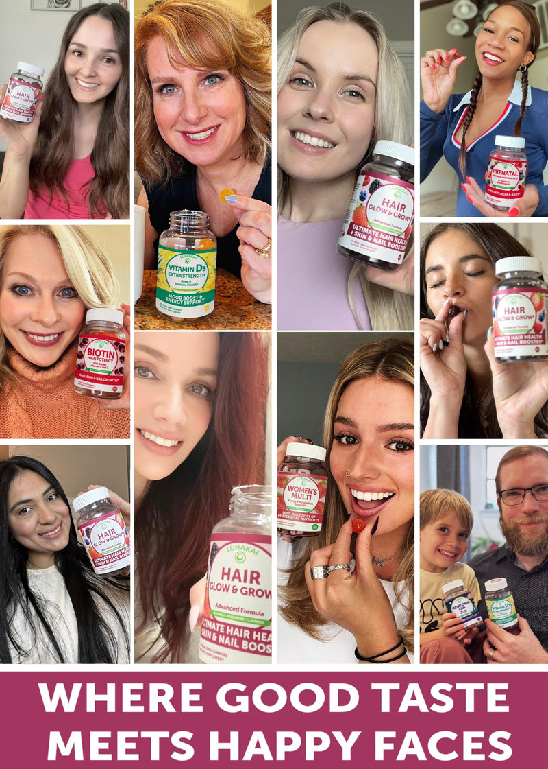 Lunakai USA Made Super Hair Gummies with Biotin, Zinc, Horsetail Extract & Saw Palmetto - Hair Growth Vitamins for Women & Men – Supports Thicker, Longer, Stronger Tresses, Skin & Nails, 60ct 60 Count (Pack of 1)