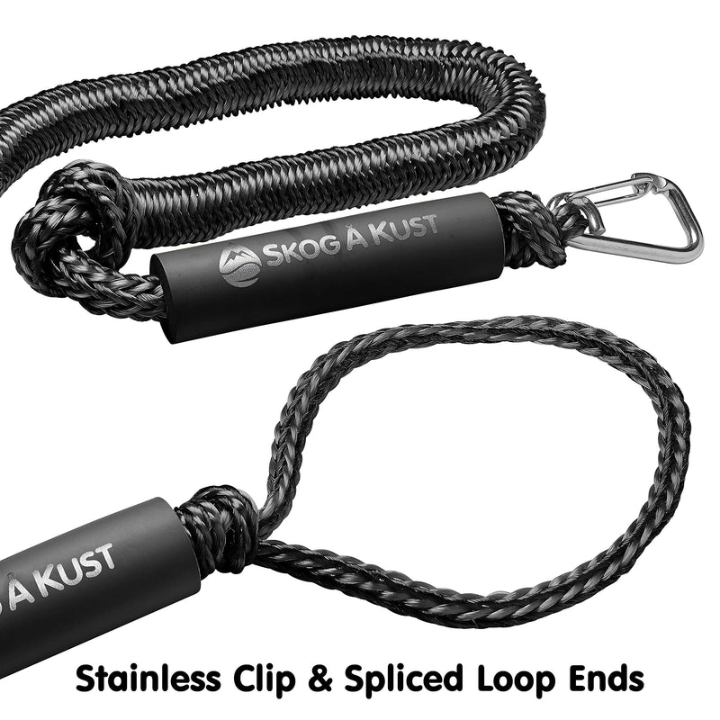 Skog Å Kust Premium PWC Bungee Dock Lines 2-Pack: 4 & 6 Foot Lengths Black - BeesActive Australia