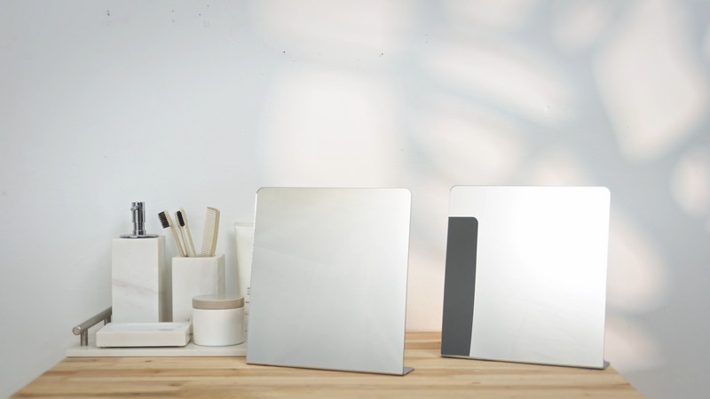 Amyhill 2 Pcs Counter Top Mirror Freestanding Table Desk Mirror Self Portrait Single Sided Acrylic Glass for Tabletop Desk Counter Bedroom Office Bathroom Home Dorm (8.5 x 9 Inch) 8.5 x 9 Inch