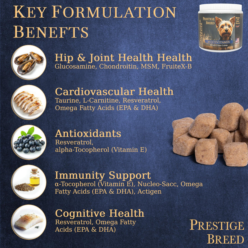Multivitamins, Balanced Nutrition for Your Yorkie, 90 Count, Made in The USA with Real Bacon Yorkshire Terrier - PawsPlanet Australia