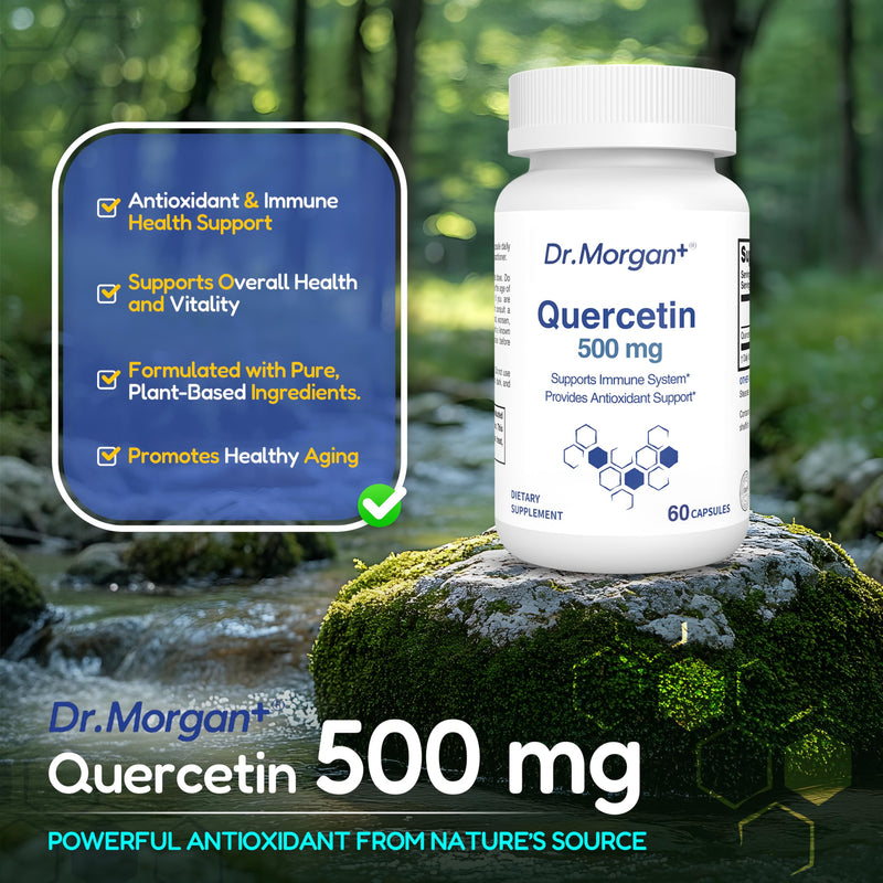 Dr. Morgan Quercetin 500mg Supplement-Bioflavonoid Antioxidant for Immune Support & Cellular Health-Natural Supplement-Made in Canada-60 Capsules