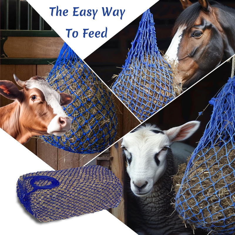 Hay Feeder Net Ultra Slow 40 Inch Corner Feeding Mesh Net with Small Holes Wall Mount Feeding Bag, Hanging Feed Hay Protector for Barns/Paddocks/Trailers, Nylon Rope for Horse/Goat/Cows/Donkeys, 2 Set - BeesActive Australia