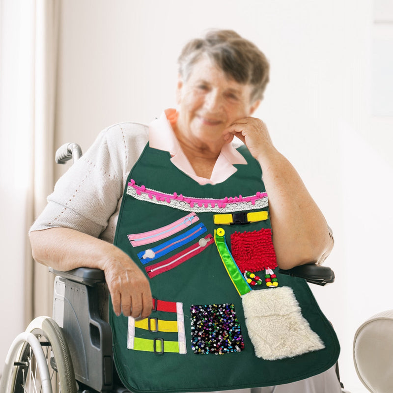 Elderly Sensory Apron, Fidget Blanket for Dementia Alzheimer, Calming Anxiety Relief Aids for Comfort & Stimulation