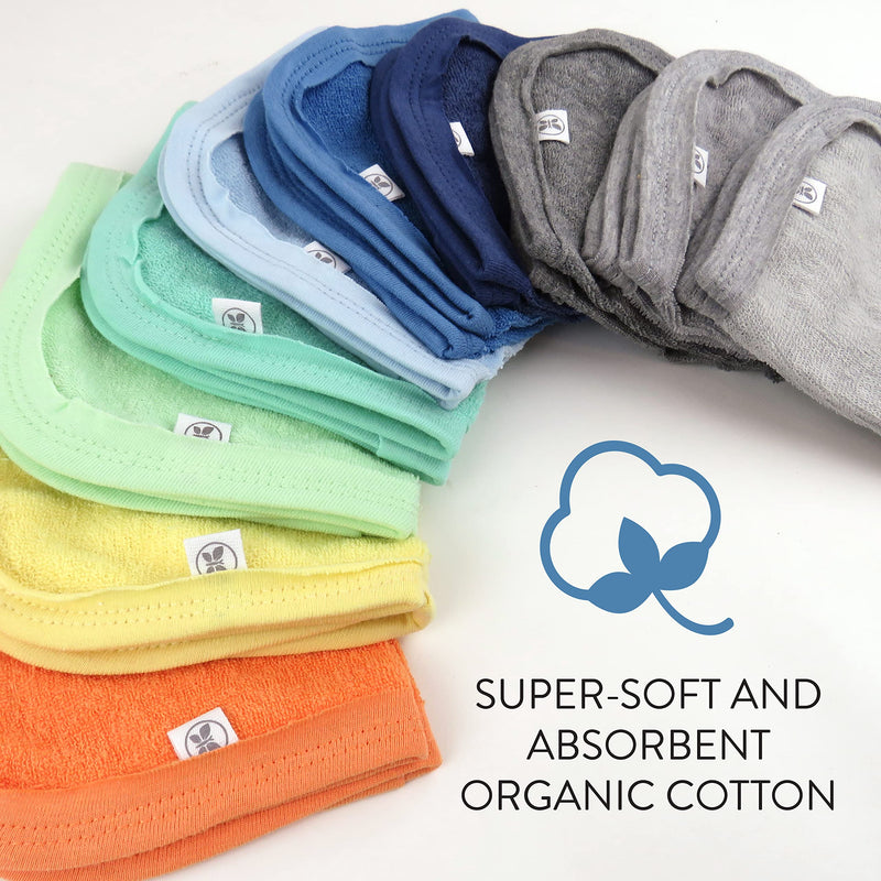 HonestBaby 10-Pack Organic Cotton Baby-Terry Wash Cloths, Rainbow Blues, One Size 10-pack Rainbow Blues - BeesActive Australia