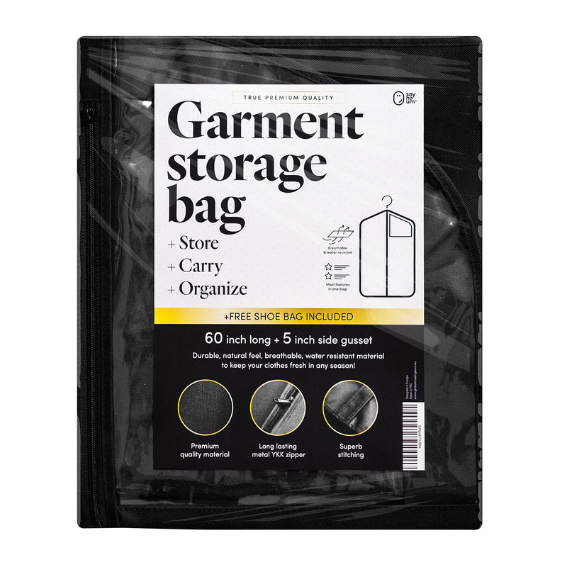 Luxury Storage Garment Bag for Long Coat, Fur, Mink, Gown, Vestment and Choir Robe | 60 Inch + 5 Inch Gusset Cover | Heavy Duty, Hanging, Breathable, Foldable Travel and Wardrobe Clothes Protector - BeesActive Australia