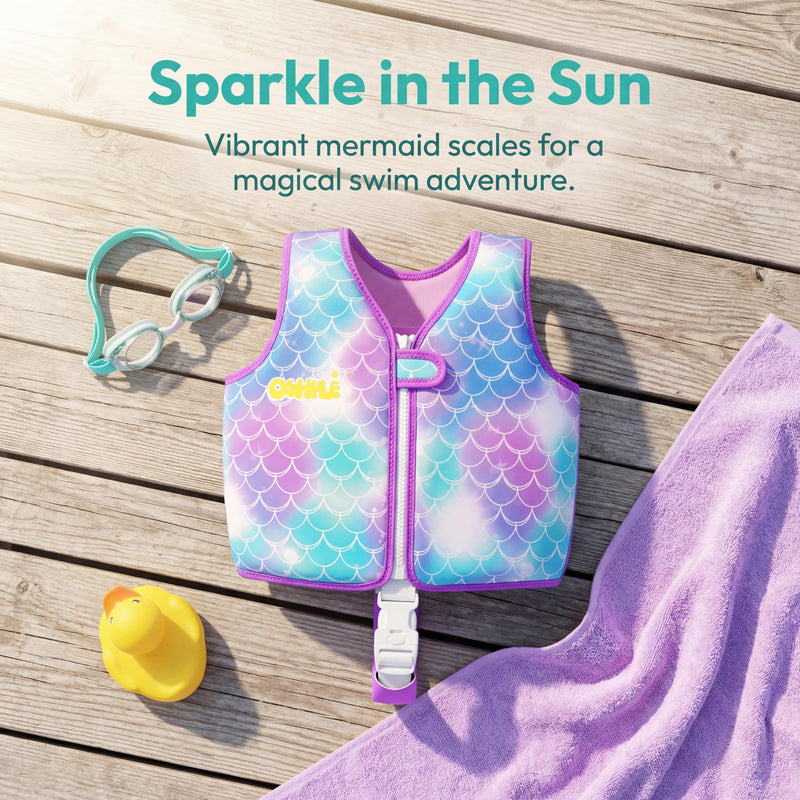 Kids Swim Vest with Crotch Strap - Neoprene Swim Trainer Vest for Toddlers 1-9 Years, Boys & Girls Swim Trainer with Adjustable Straps Purple S(1-3)