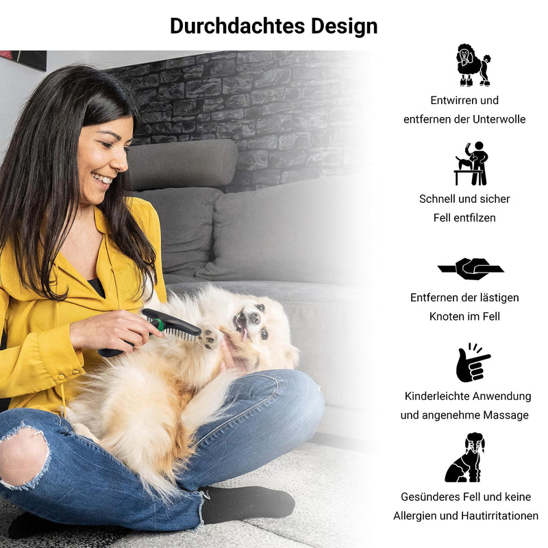 FinoPet de-matting curry comb, rake comb as fur detangler for dogs and cats, dog brush/cat brush, dog comb/cat comb for de-matting and removing the undercoat, dog curry comb, fur brush - BeesActive Australia