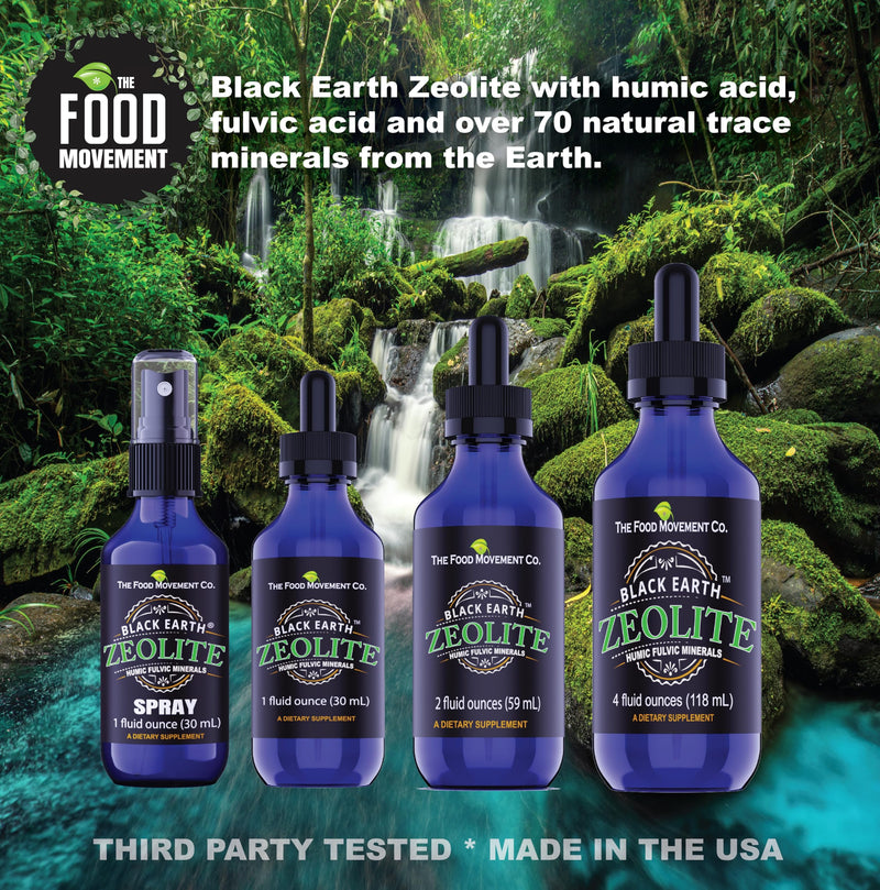 The Food Movement Black Earth Zeolite with Humic Fulvic Acids, Trace Minerals for Gut Health, Immune Support - 1oz Liquid Drops Supplement 1 Fl Oz (Pack of 1) - BeesActive Australia
