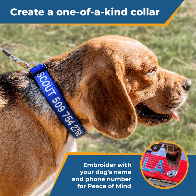 GoTags Personalized Dog Collar, Custom Embroidered Pet ID Dog Collar with Pet Name and Phone Number, Adjustable with Quick Release Snap Buckle - BeesActive Australia