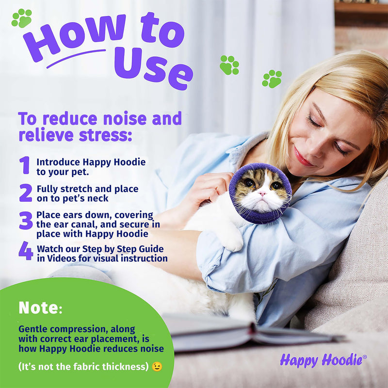 Happy Hoodie The Original Dog & Cat Calming Band - American Brand - Anxiety Relief/Noise Protection-Grooming-Thunder-Fireworks (Large, Blue) - Since 2008 Large