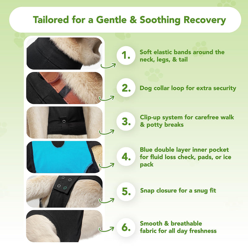 Suitical Recovery Suit Dog, S+, Black S+ - BeesActive Australia