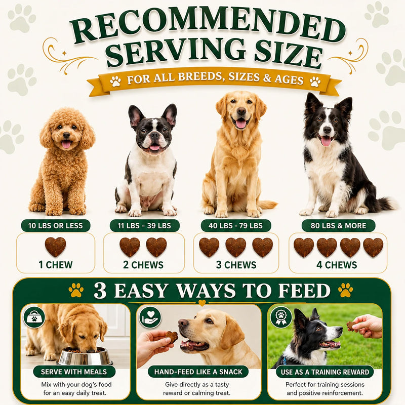 Dog Calming Treats for Anxiety & Stress Relief, Promotes Relaxation, Hemp Calming Chews for Dogs with Chamomile, Melatonin, Valerian Root & L-Tryptophan – Helps with Barking, Hyperactivity, Thunder