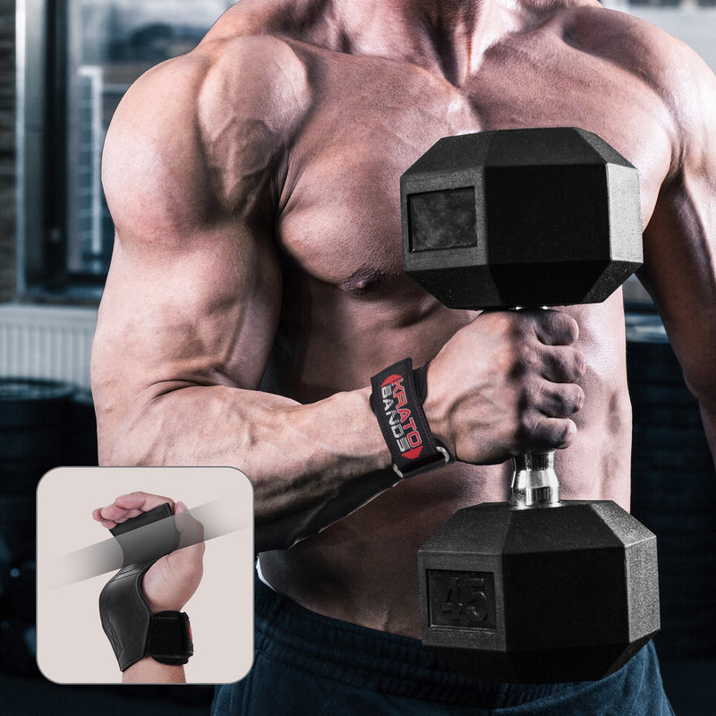 Krato Kevlar Lined Versatile Lifting Straps | Grips Bands Black Small