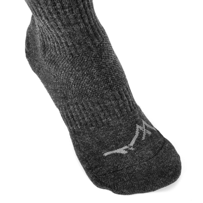 Wanderlust Knee-High Merino Wool Compression Socks For Men and Women Charcoal Large