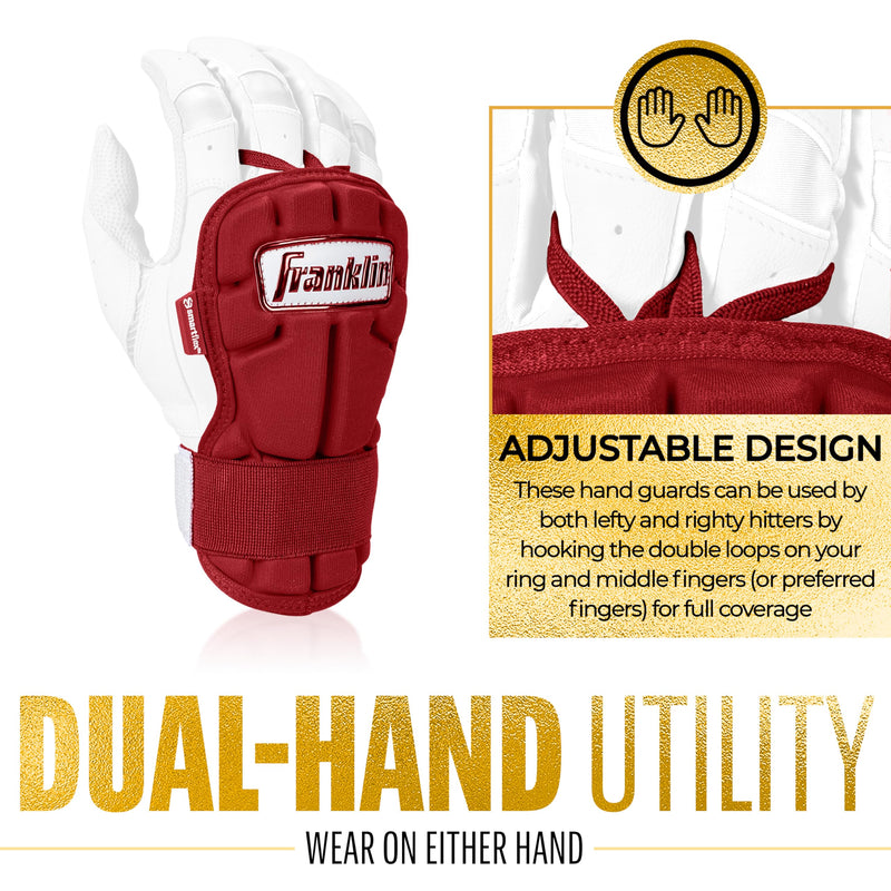 Franklin Sports Baseball Hand and Wrist Guard - PRT LG Series Adult Protector for Batting - Protective Shield for Right and Left Hand Hitters - One Size - Adult Burgundy - BeesActive Australia